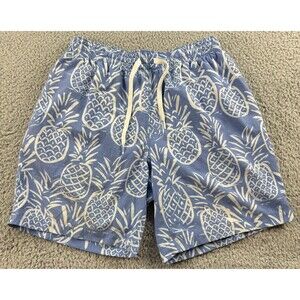 Chubbies Mens Pineapple Print Swim Shorts MEDIUM 7" Inseam White/Blue